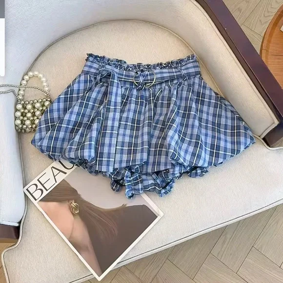 Blue Plaid Women's Skort